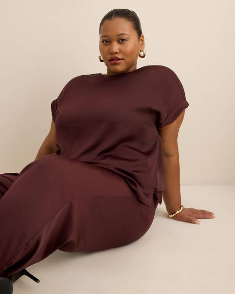 Purple Satin Wide-Leg Pant