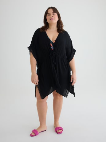 Caftan couvre-maillot à taille empire