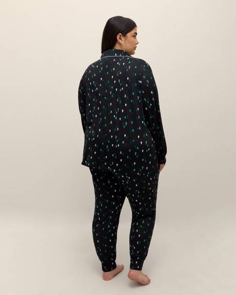 Brushed Pyjama Set with Pine Tree Print - ti Voglio