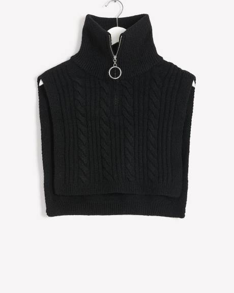Cable Knit Neck Warmer with Zipper