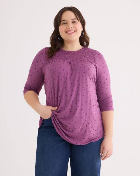 Tunic Knit Top with Smocking