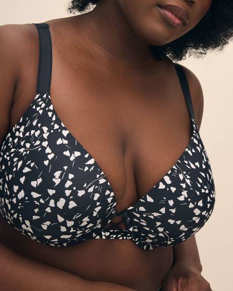 Heart-Print Underwire Plunge Bra - Déesse Collection