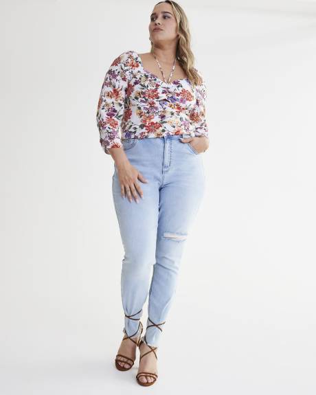 Blouse fleurie avec encolure en coeur - Addition Elle