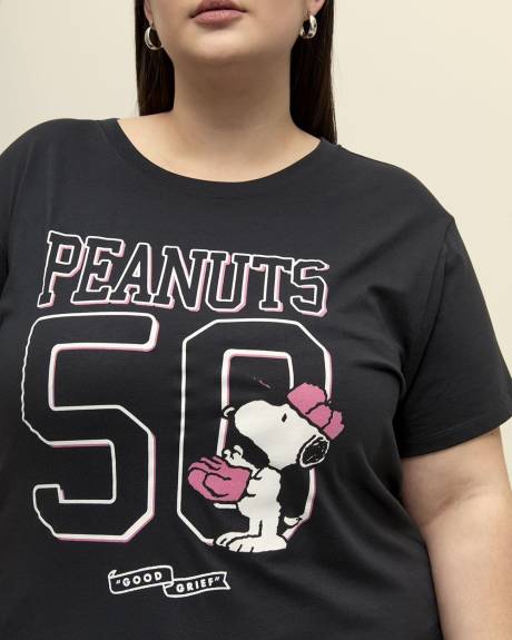 Black T-Shirt with Snoopy Print