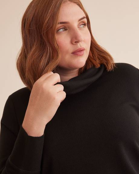 Waffle Knit Tunic with Cowl Neck