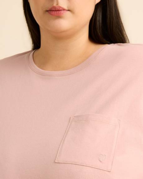 T-shirt de pyjama &agrave; manches courtes avec broderie, coupe carr&eacute;e - ti Voglio