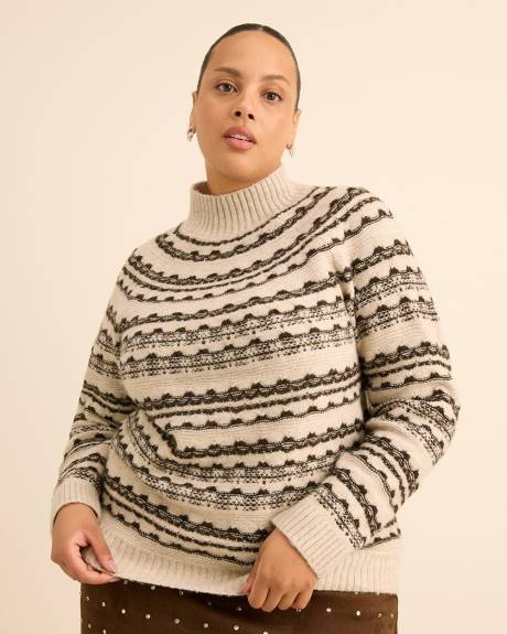 Brown Mock-Neck Fair Isle Sweater Brown Mock-Neck Fair Isle Sweater