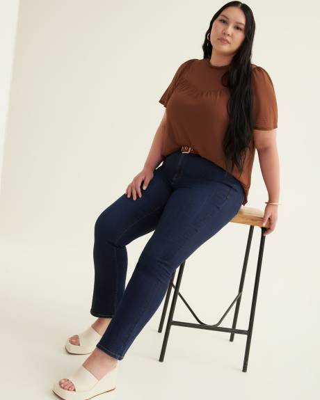 Sweetheart Swing Mesh Knit Top with Ruffled Sleeves