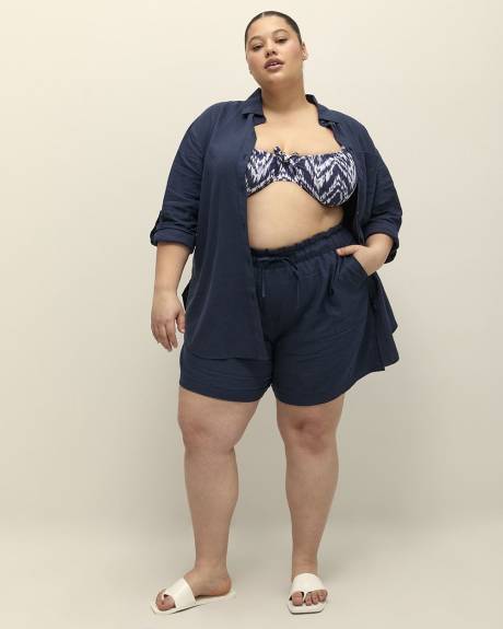 Short en lin mélangé avec cordon à la taille