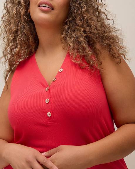 Camisole côtelée à encolure Henley - Essentiels PENN.