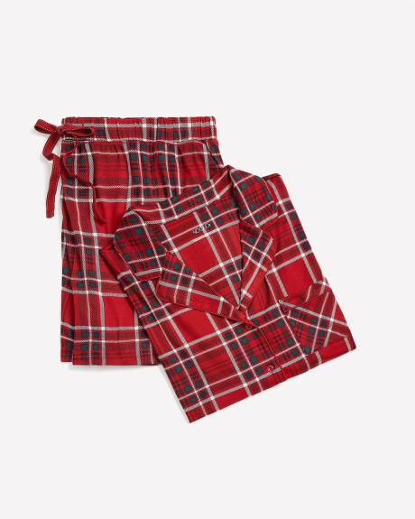 Ensemble-pyjama boxer brossé à carreaux rouges - ti Voglio