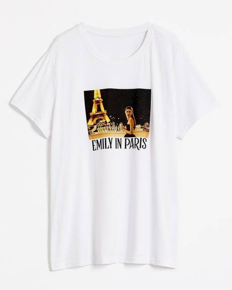 Crewneck Tee with Emily in Paris Print