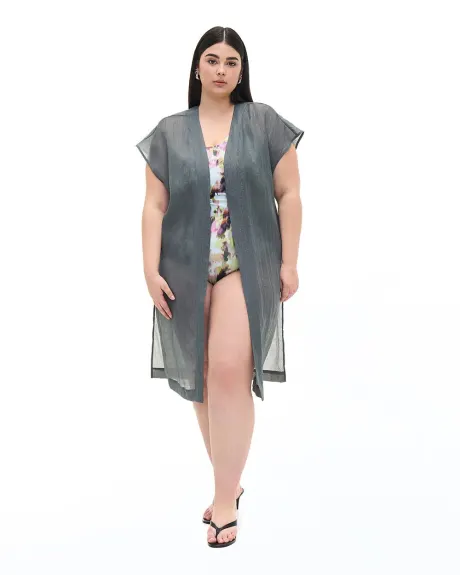 Sleeveless Long Open-Front Kimono - Addition Elle