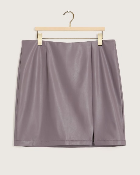 Pull-On Faux Leather Mini Skirt - Addition Elle