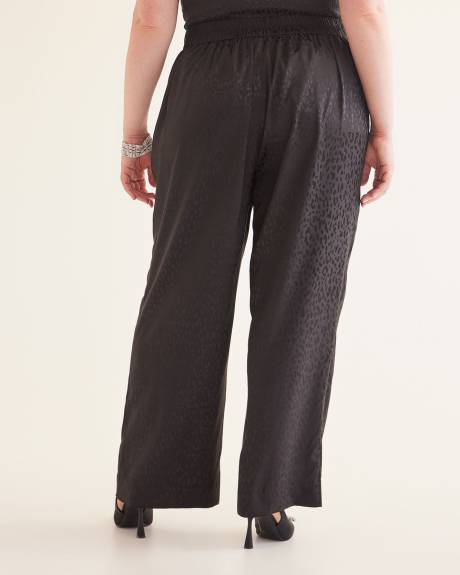 Black Textured Satin Wide-Leg Pant