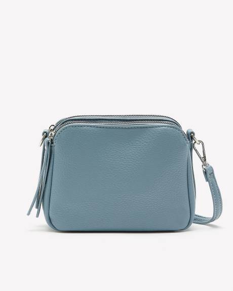 Pebbled Crossbody Bag with Woven Strap