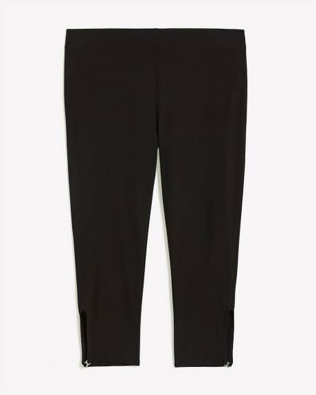 Legging écourté noir avec ouverture à l'ourlet, tissu responsable - Essentiels PENN.
