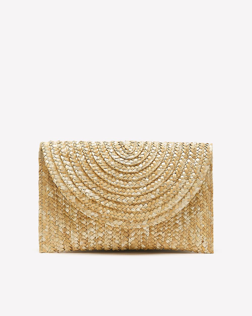 Pochette en pailles à rabat rond