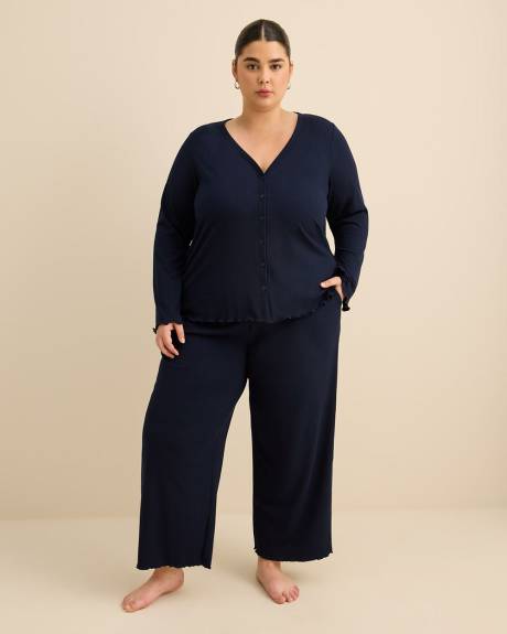 Cardigan pyjama &agrave; manches longues en tricot c&ocirc;tel&eacute; - ti Voglio