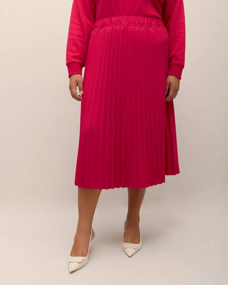 Pink Pleated Midi Skirt