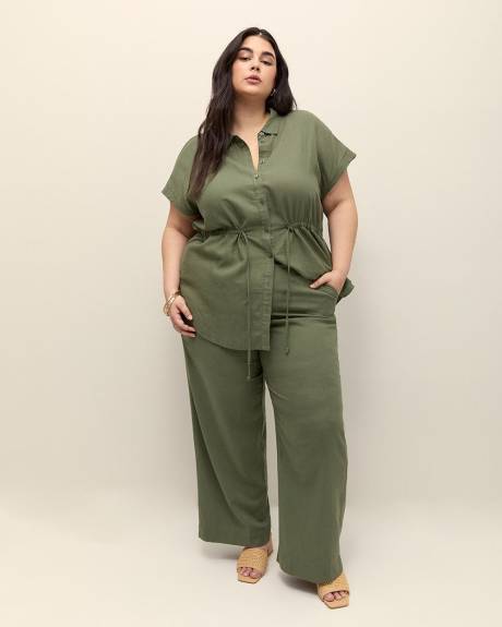 Linen Blend Wide Leg Pant