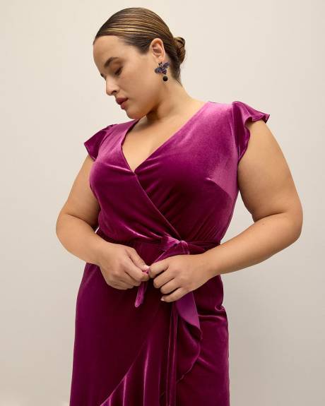 Wrap Velvet Maxi Dress with Tiered Hem - Addition Elle