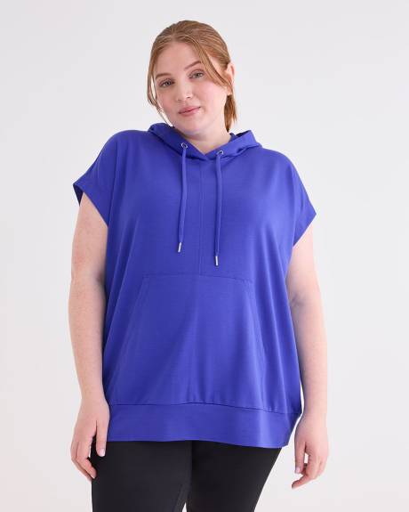 Blue Short-Sleeve Hooded Top - Active Zone