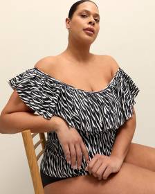 Zevra-Print Tortuga Tankini Top - Raisins Curve