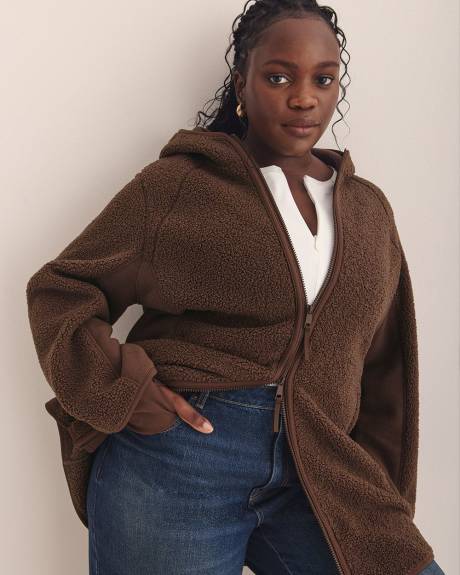 Long Hooded Sherpa Jacket - Active Zone