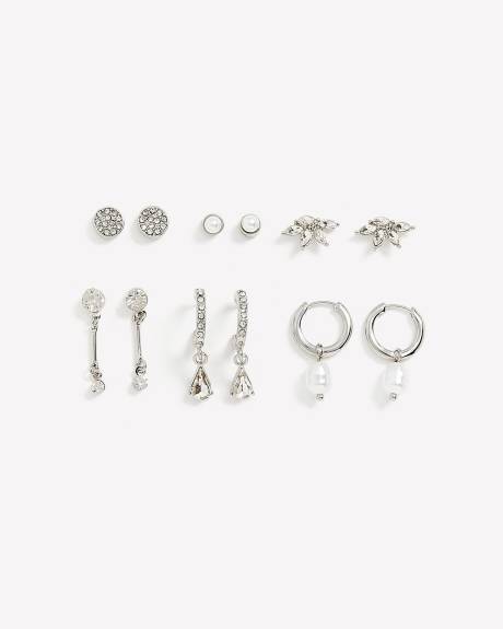 Dainty Stud and Hoop Earrings, Set of 6