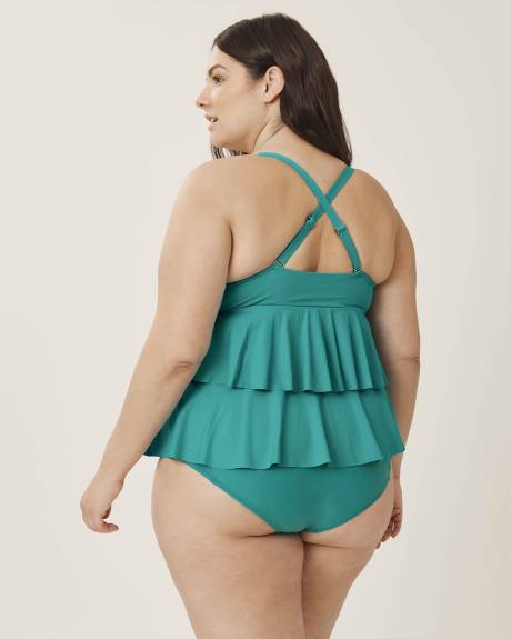 Solid Ruffled Tankini Top