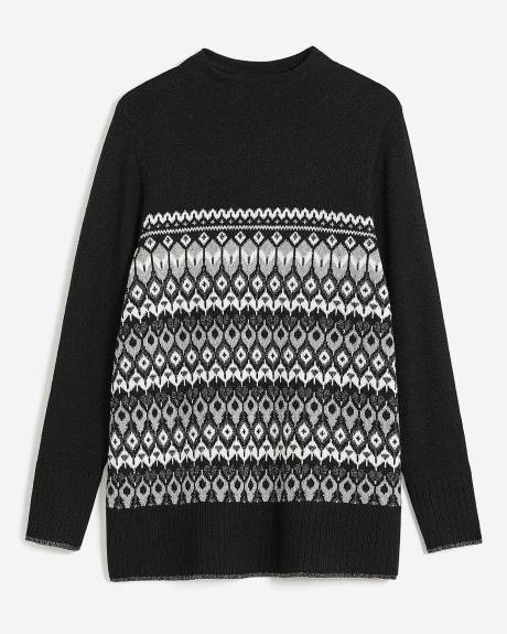 Fair Isle Jacquard Knit Sweater with Lurex