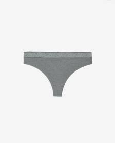 Heather Ribbed Thong with Wide Lace Waistband - ti Voglio