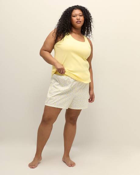 Ensemble de pyjama camisole et boxer en tricot côtelé jaune - ti Voglio