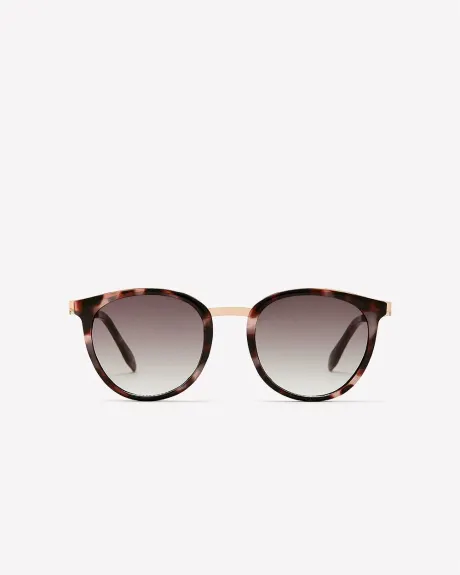 Round Tortoise Sunglasses with Metal Temples