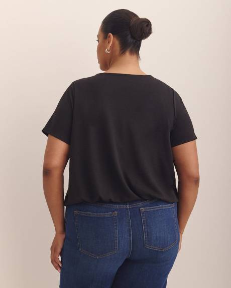 Bubble-Hem Short-Sleeve Top