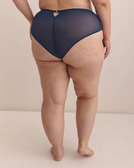 Blue Cheeky Brief with Lace Trim - Déesse Collection