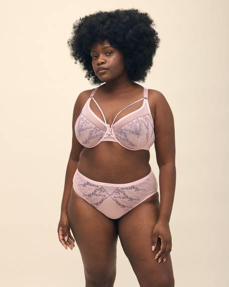 Unlined Lilac Underwire Bra with Embroidery - Déesse Collection