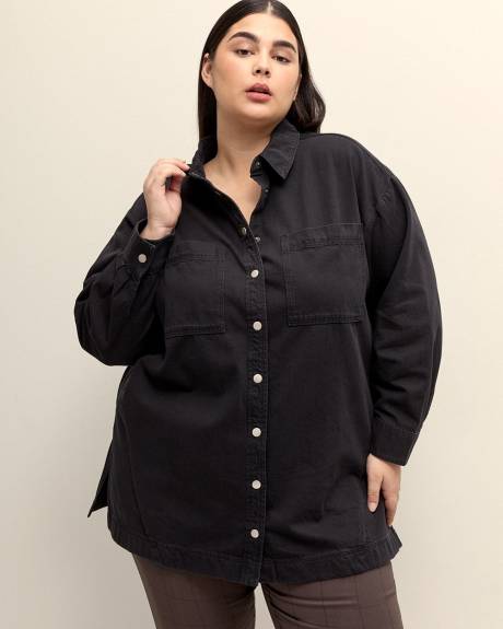 Denim Buttoned Down Tunic Shirt