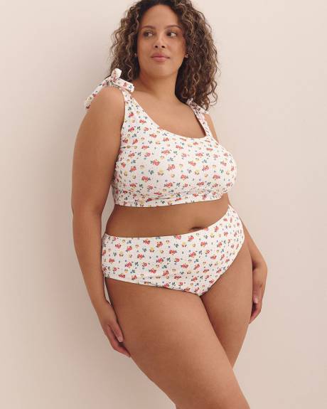 Haut de maillot fleuri blanc Laurence de style camisole avec boucles - Nana The Brand