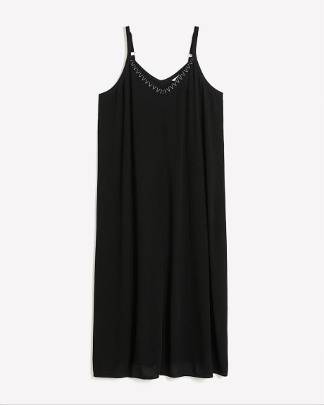 Sleeveless A-Line Maxi Dress with Embroidery
