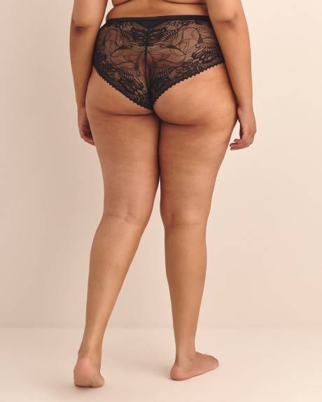 Culotte sexy cheeky en dentelle noire avec maille - Déesse Collection