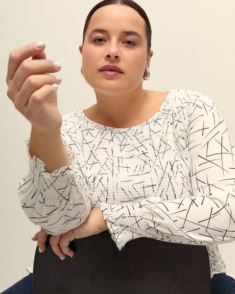 Responsible, Fit-and-Flare Blouse with Smocked Top