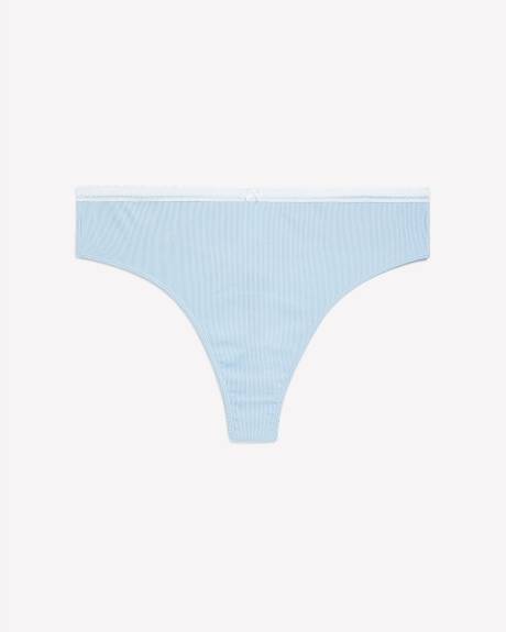 Solid Ribbed Thong with Lace - ti Voglio