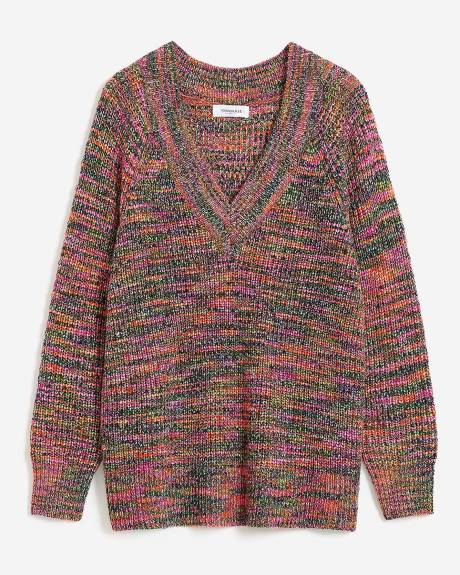 Pull à col en V et mailles de fantaisie - Addition Elle