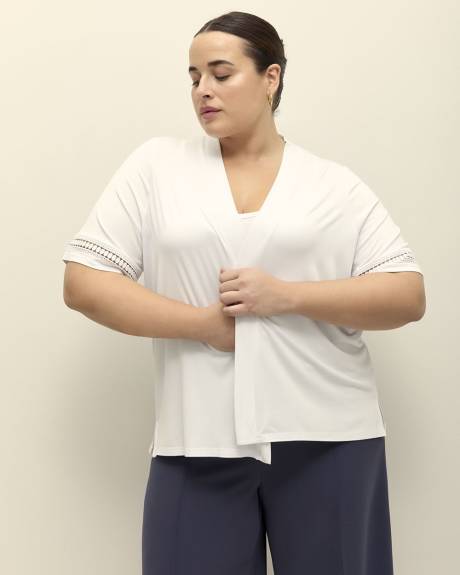 Cardigan ouvert à manches courtes avec détail décoratif