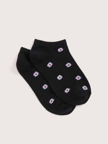 Low Cut Ankle Socks, Daisy Print, 1-Pair