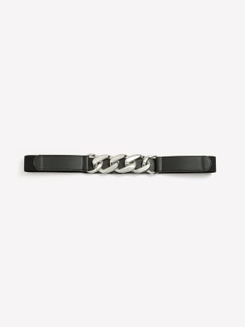 Black Elastic Belt with Chain Link Buckle - Addition Elle