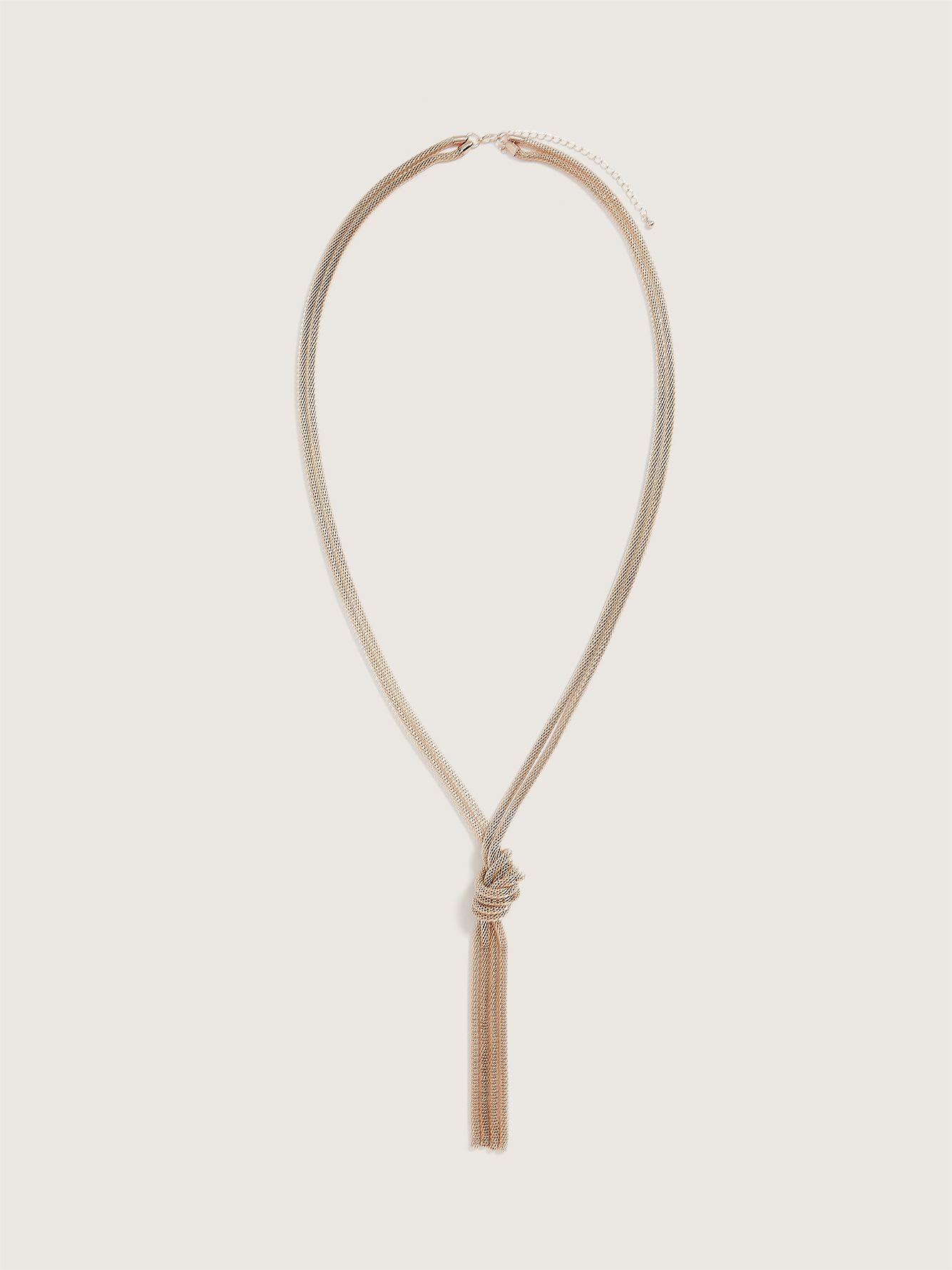 Long Rose Gold Knotted Mesh Necklace Penningtons