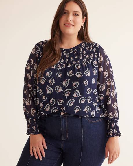Lightweight Blouse with Smocked Neckline